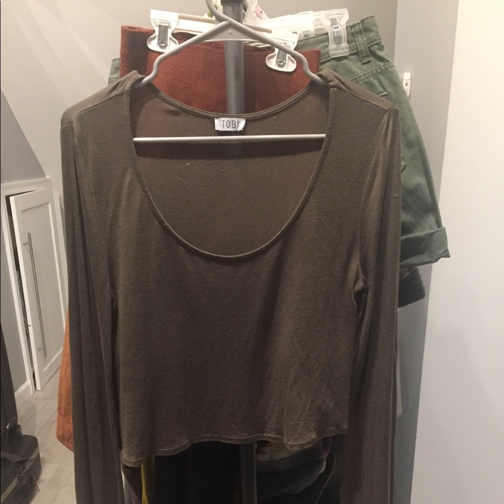 Flared long sleeve crop top